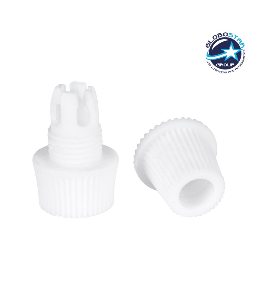 GloboStar® DIY 77563 Επιτοίχιος Στυπιοθλίπτης - Στήριγμα Καλωδίου Φωτιστικού - Φ1.6 x Υ2.3cm - Λευκό - Πλαστικό - 5 Χρόνια Εγγύηση